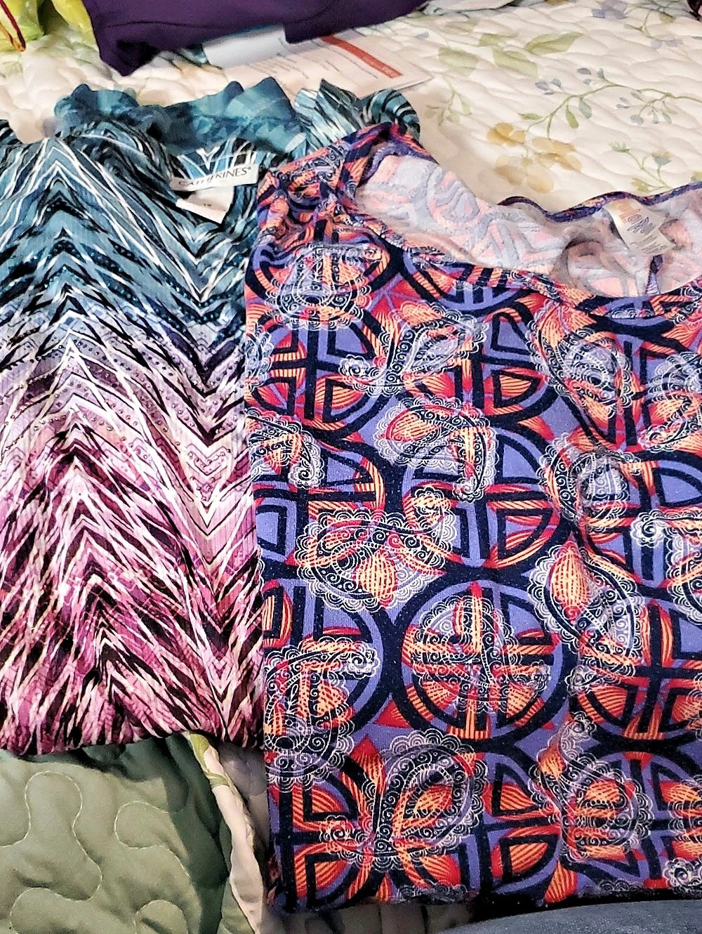 Catherines Geometric Print Blouse in Blue & Pink And LuLaRoe In Multi Color
